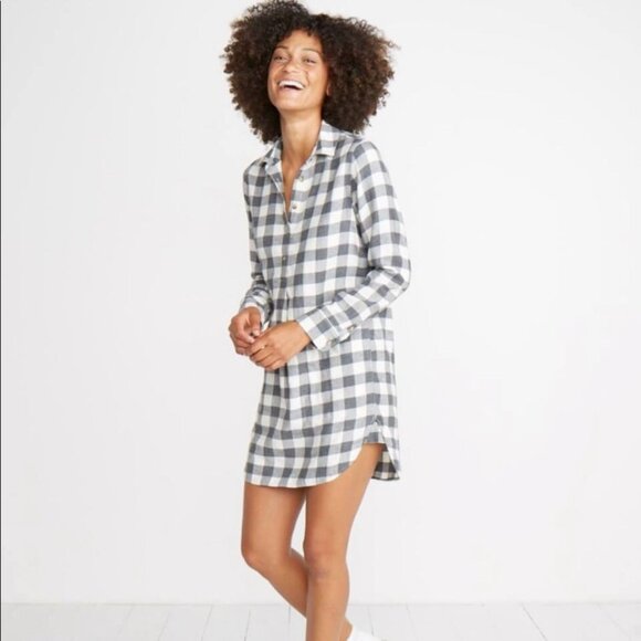 Marine Layer Effie Popover Cozy Soft Check Plaid Dress - Picture 7 of 7